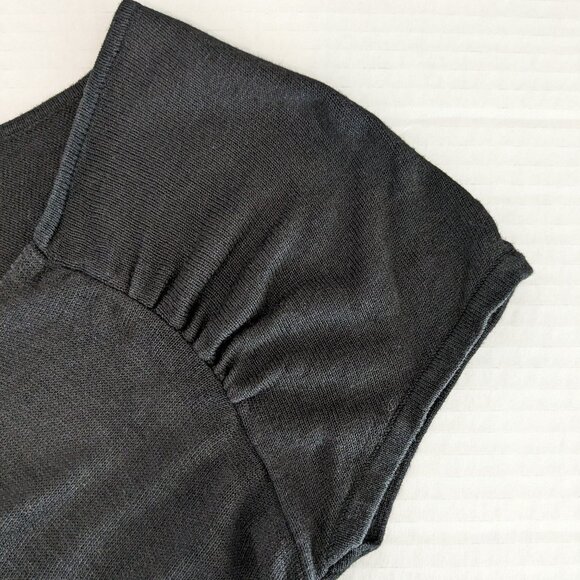 ALFANI Women's Short Sleeve Silk Knit Top Blouse Size M Black - Picture 3 of 4